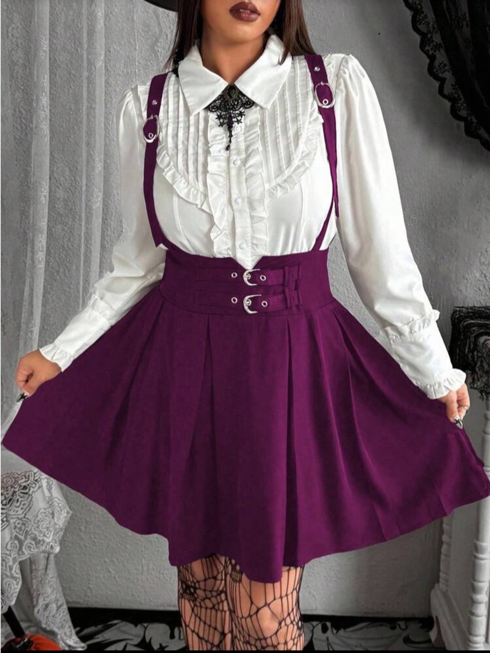 Purple Gothic Pinafore Dress Size 12/0XL GUC